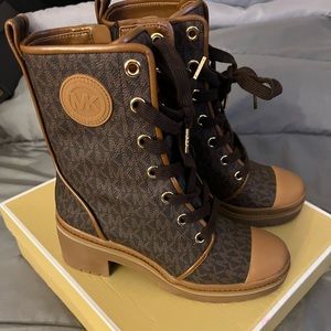 Michael Kors Brown Logo combat boot